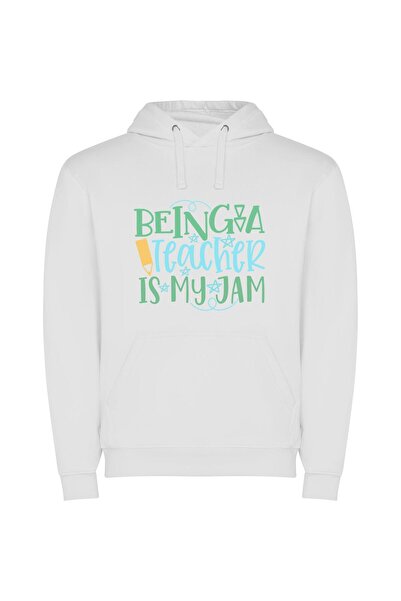 iLovePrints Teaching: My Passion Project! Φούτερ με κουκούλα σε χρώμα Λευκό
