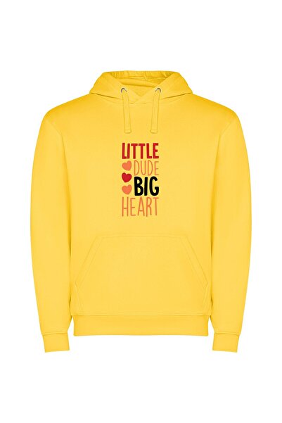 iLovePrints Tiny Heart, Big Love Φούτερ με κουκούλα σε χρώμα Κίτρινο