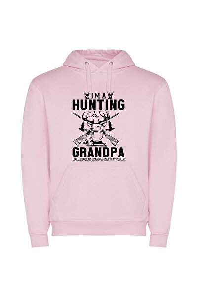 iLovePrints Grandpa, Hunting Legend Φούτερ με κουκούλα σε χρώμα Ροζ