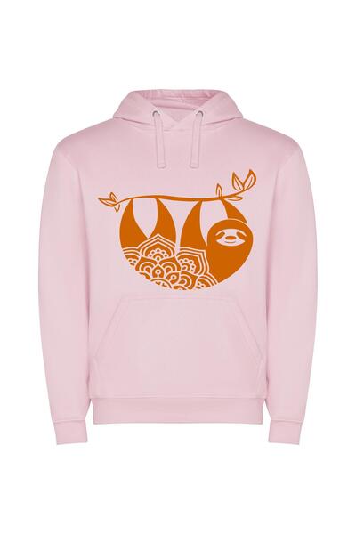 iLovePrints Sloth Swirls: Adobe Illustrator Φούτερ με κουκούλα σε χρώμα Ροζ