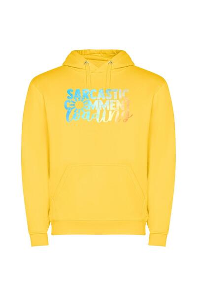 iLovePrints Sassy Serenity: Sarcastic Smiles Φούτερ με κουκούλα σε χρώμα Κίτρινο
