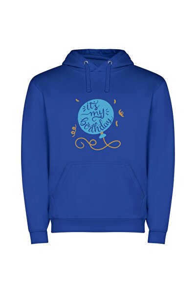 iLovePrints Whimsical Birthday Balloon Φούτερ με κουκούλα σε χρώμα Μπλε