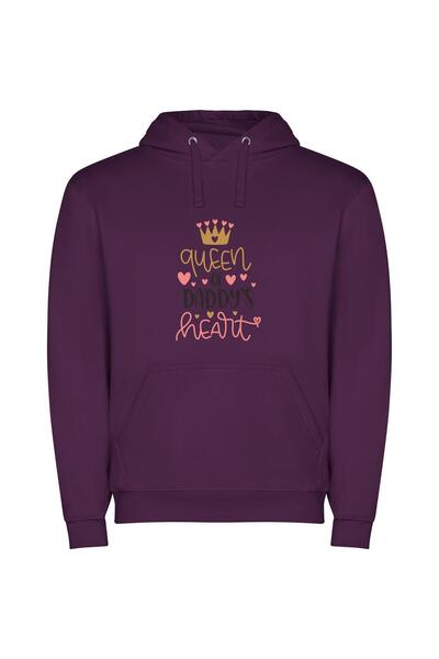 iLovePrints Regal Love: Digital Queen Φούτερ με κουκούλα σε χρώμα Μωβ