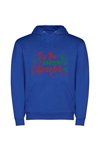 iLovePrints Season of Sparkle Φούτερ με κουκούλα σε χρώμα Μπλε