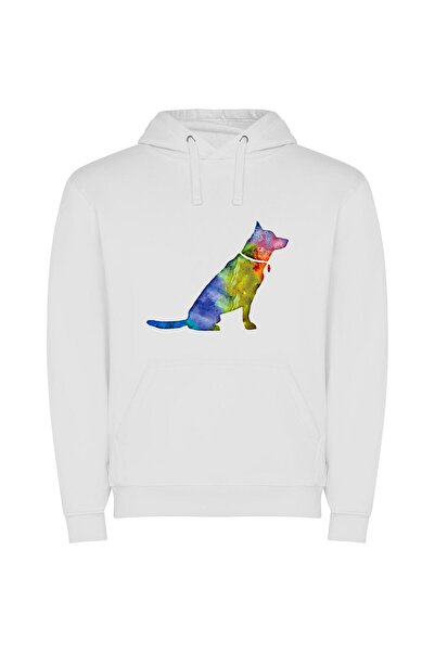 iLovePrints Luminous Sitting Shepherd: A Digital Watercolor Φούτερ με κουκούλ...