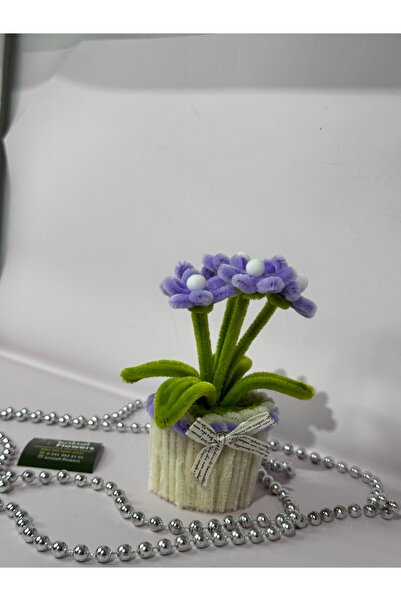 Kristal Flowers Şönil- Papatya Çiçekli Dekoratif Saksı - 13 cm