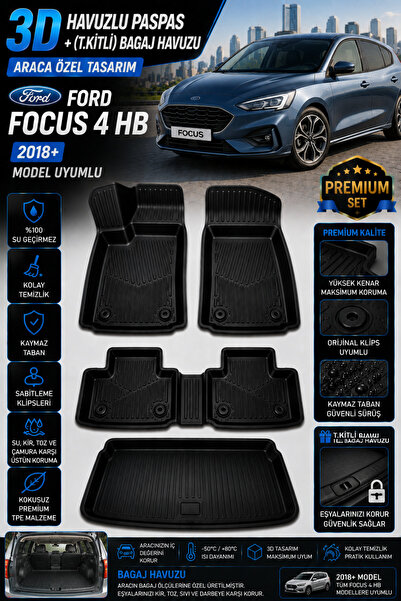 Genel Markalar FORD FOCUS 4 HB (T.KİTLİ) 2023 MODEL UYUMLU 3D ARACA ÖZEL HAVU...