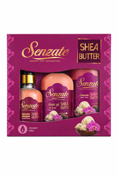 Senzate Set cadou cu unt de Shea, Gel de duș + Șampon + Săpun lichid