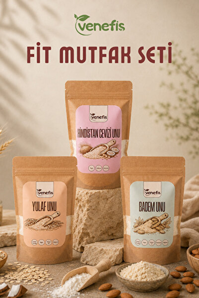 venefis Fit Mutfak Un Seti 3'lü 250 Gr x 3 (Yulaf Unu, Hindistan Cevizi Unu, ...