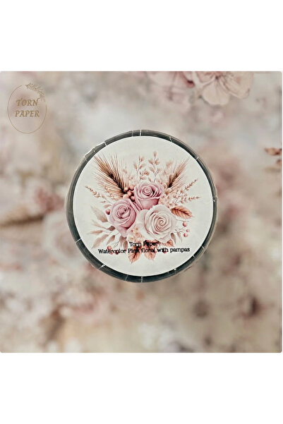 TORN PAPER_WATERCOLOR PINK FLORAL(2mt)
