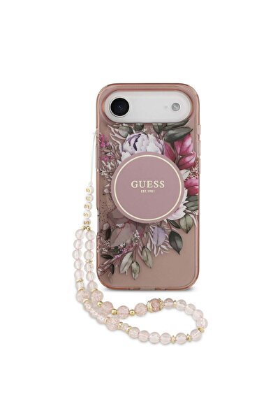 Guess Калъф с ринг, съвместим с iPhone 17 Air, MagSafe/Магнитен, TPU, Бял - бял
