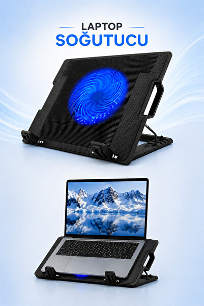 Abbruch Laptop Soğutucu Tek Fanlı Notebook Standı – 4 Kademeli Yükseklik Ayar...