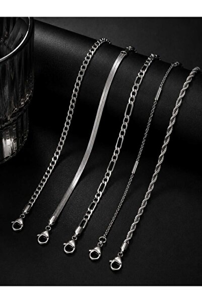 Satürn Silver Kuyumculuk Lux 5'li Premium Çelik Bileklik Seti