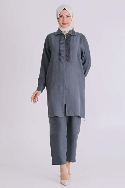 ottoman wear Behrem Büyük Beden Tesettür Pantolonlu Takım Nefti OTW35146