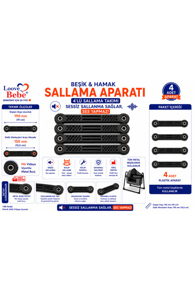 LOOVE BEBE METAL BEŞİK SALLAMA APARATI SES YAPMAZ dıştan dışa 19 cm delik mer...