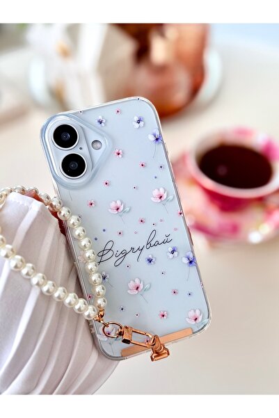 Go Aksesuar Iphone 17 Uyumlu ÇİÇEK Charm Tasarımlı Oyuncaklı Esnek Silikon Kılıf