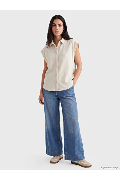 LC Waikiki Indigo Elastic Waist Flare Women's Jean Trousers