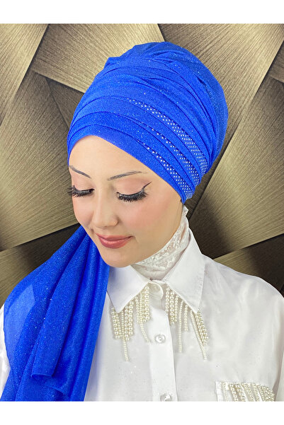 MY UKİYO STORE YELPAZE MODEL TESETTÜR TAŞ BASKILI DRAPELİ SİMLİ ABİYE BONE ŞAL