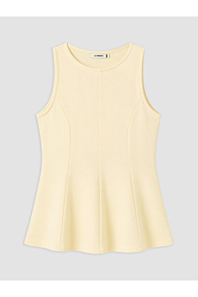 LC Waikiki Yellow Crew Neck Peplum Blouse