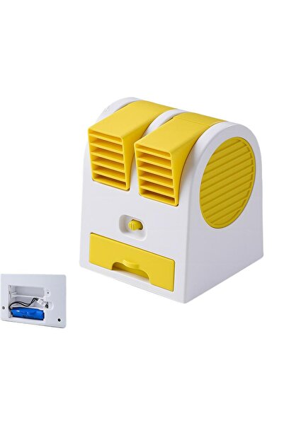 choice2 مروحة تبريد هواء صغيرة محمولة USB صفراء بمنفذين قوية للاستخدام المكتب...