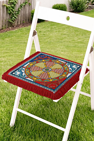 Realhomes Tile Mandala Patterned Fringed Zippered Chair Cushion - Bohemian De...