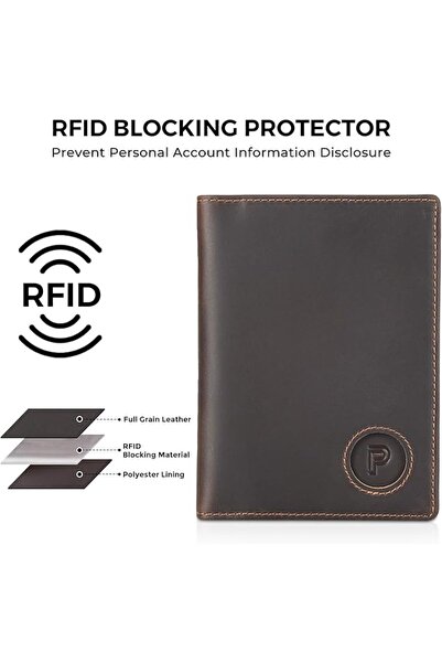 POLARE ORIGINAL Slim RFID Blocking Leather Passport Holder Travel Bifold Wall...