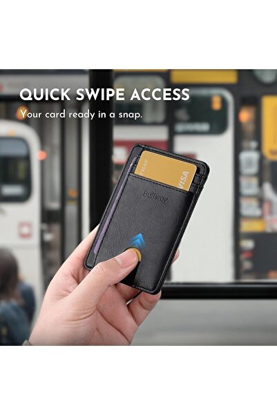 Buffway محفظة رجالية نحيفة مزودة بتقنية حجب RFID، محفظة جلدية صغيرة للرجال مع...