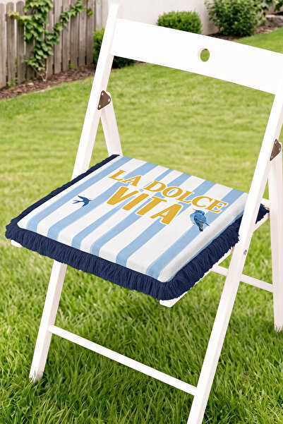 Realhomes La Dolce Vita Written Bird Figured Striped Fringed Zippered Chair C...