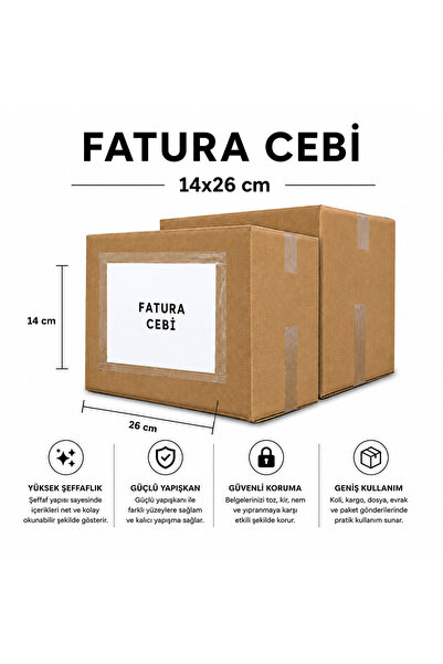 S&M AMBALAJ Fatura Cebi A5 Boyutlu – Yapışkanlı Kargo Evrak Cebi 14 x 26 cm –...