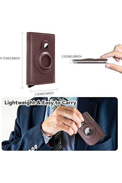 Senbos Minimalist Wallet with AirTag Holder, PU Leather Slim Wallet Automatic...