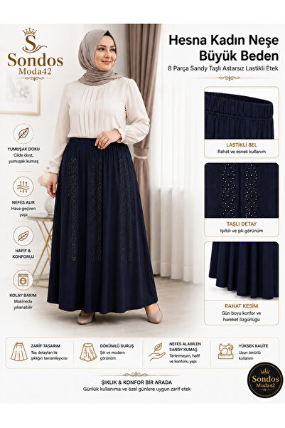 Sondos Moda42 Fusta Sandy din 8 piese, mărime mare, pentru femei, marca Hesna...