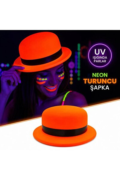 NW NessiWorld Neon Orange Uv Party Hat Plastic