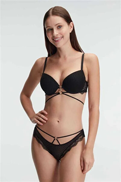 SS HOME CONCEPT Underwire Supported Padded Belly Detail Polka Dot Lace Bra an...