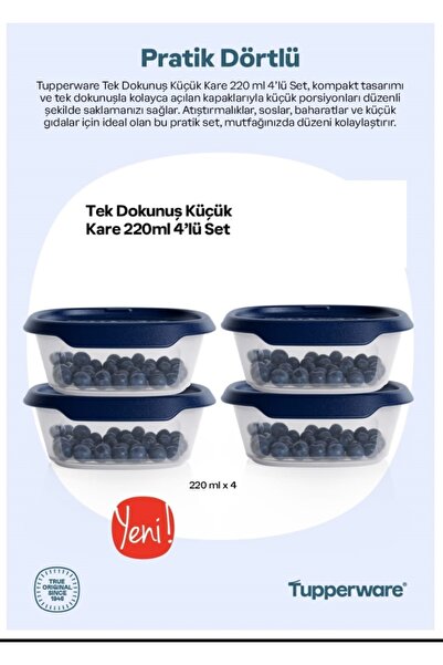 Tupperware One-Touch Small Square 220 ml Set of 4