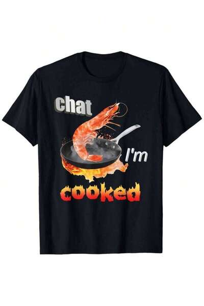 k222 تي شيرت بتصميم Chat I'M Cooked، ملابس رجالية بأكمام قصيرة، رياضية غير رس...