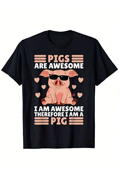 25W تي شيرت مطبوع عليه "Pigs Are Awesome Stuff Boys Pig Lovers Funny Farmer" ...