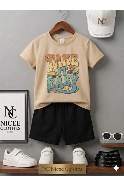 Leto Lykia Summer Children's T-Shirt Shorts Unisex (Take It Easyy Printed)