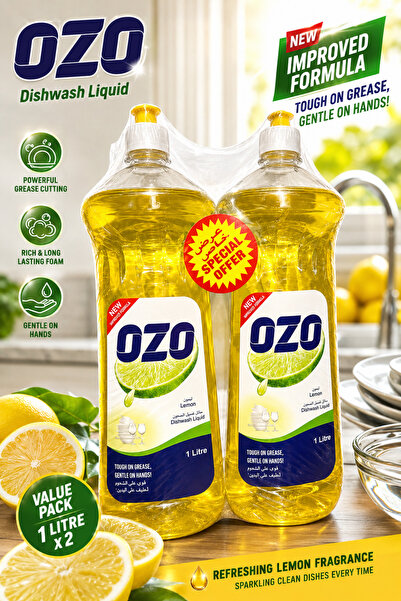 ozo LEMON DISH WASH 1LTR+1LTR TWIN PACK