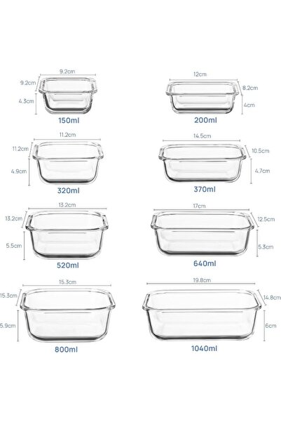 Vtopmart 8 Pack Glass Containers Set for Food Storage with Airtight Lids | Me...