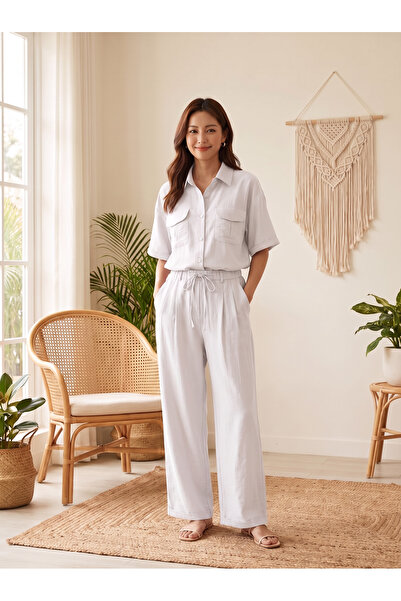 Finelook Women's Wide Leg Drawstring Pants – Lightweight Casual Relaxed Fit T...