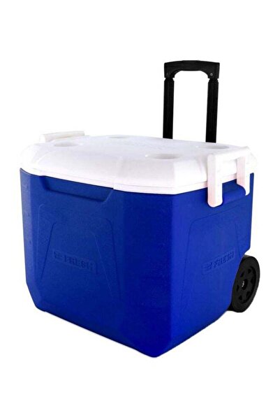 Fresh Beverage Cooler With Handle And Wheel Blue/White