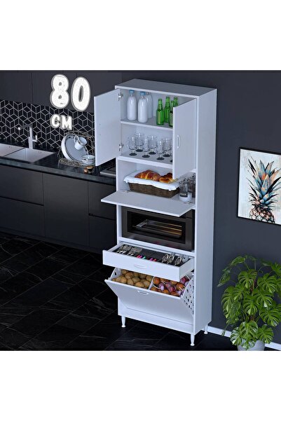 Eliusta Zevra 80 cm Fırın Dolabı Sepetli Kapaklı 4 Bölmeli Çok Amaçlı Mutfak ...