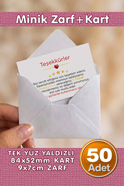 𝙋𝙧𝙚𝙢𝙞𝙪𝙢 𝙆𝙖𝙡𝙞𝙩𝙚 𝐀𝐋𝐓𝐈𝐍 𝐘𝐀𝐋𝐃𝐈𝐙𝐋𝐈 50 Adet ♥ Teşekkür Kartı ♥ + 7x9cm Zarf