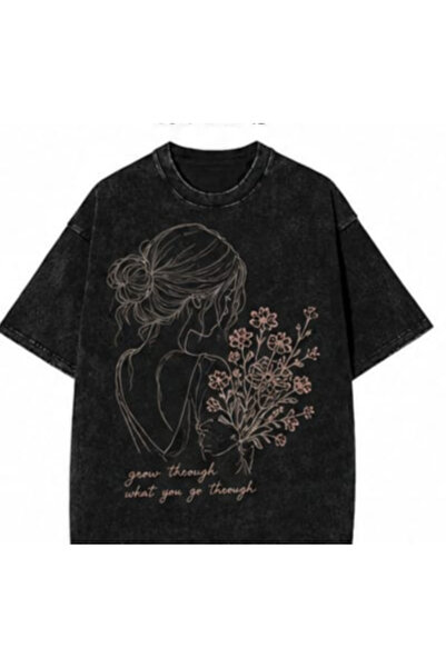 bellanova Vintage Washed Smoked Printed Oversize T-Shirt
