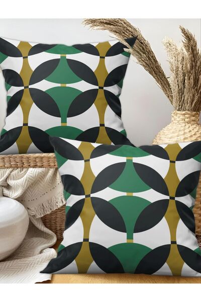 Ardizayn Mustard, Green 43X43Cm Velvet Fabric 2-Piece Throw Pillow Cover - Do...
