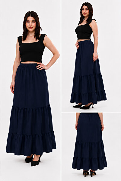BELUNA TEKSTİL Sofya Linen Fabric 100 cm Ruffled Gypsy Skirt