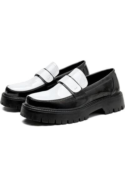 GENERAL Men's Patent Leather Platform Penny Loafers Fashion Round Toe Slip-On...