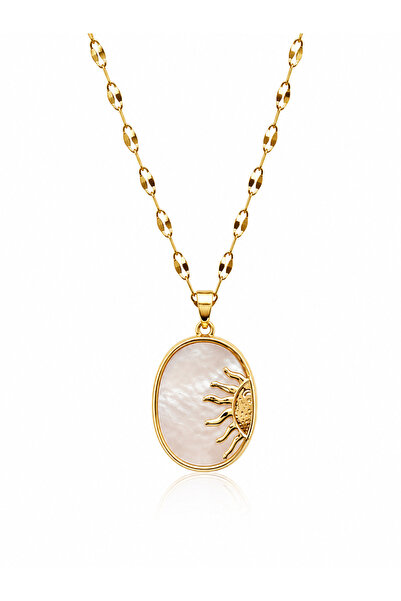 Angelovia Gold Steel Necklace with Sun Figure