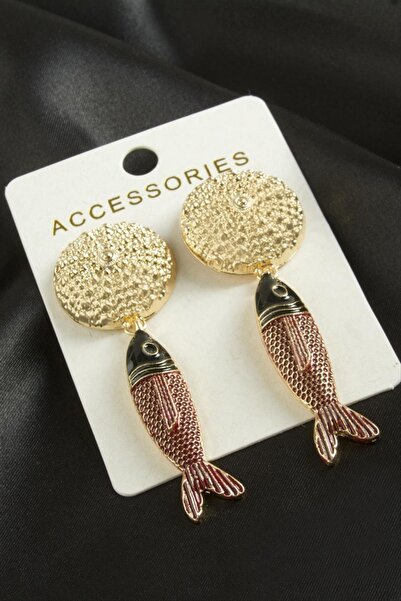 ZERO LAND Kmrsfres Fish Enamel Earrings (180303) - Burgundy