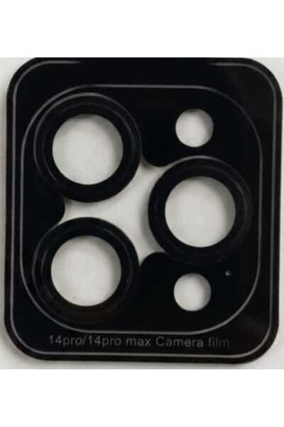 iPhone 14 Pro / 14 Pro Max Uyumlu Safir Cam Metal Çerçeveli Kamera Lens Koruyucu